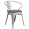 Flash Furniture Silver Metal Chair with Wood Seat and Arms, PK4 4-CH-31270-SIL-WD-GG - alternate 8